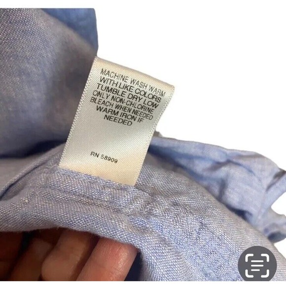 BAIRD‎ Mc NUTT Men’s XL 100% Linen Murano Shirt Short Sleeves Band Collar Blue - Picture 7 of 7